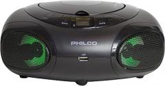 PHILCO Portable Bluetooth Boombox with CD Player | Compatible with MP3/WMA/CD-R/CD-RW | FM Radio | 3.5mm Aux Input | Stereo Sound | LED Display | AC/Battery Powered | Compact and Easy-to-Use (Renewed)