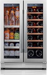 Ca'Lefort 24 Inch Wine and Beverage Refrigerator - 60 Can and 20 Bottle Wine Fridge Dual Zone 36-72°F, 3 LED Beverage Cooler Built in or Freestanding, Perfect for Home/Kitchen(4.10 cu.ft)