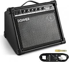Donner DKA-20 Keyboard Amplifier 20 Watt Keyboard AMP with Aux in and Two Channels, Bass Guitar Amp, Piano Amplifier, Electronic Drum Speaker Support for Microphone Input