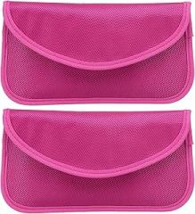 PATIKIL Faraday Bags, 2 Pack 6.5 Inch Signal Blocking Key Pouch Anti-Theft Car Protection Cell Phone RFID GPS Shielding Wallet for Privacy Card Protection, Rose Red