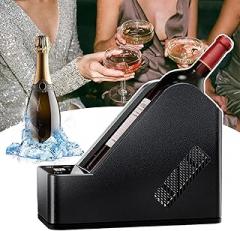96.0Mm Single Bottle Wine Chiller, 750ml Electric Wine Cooler with Lcd Display and Ambient Light, Adjustable Temperature 0-20℃, Semi-enclosed Design, for Homes, Restaurants and Hotels