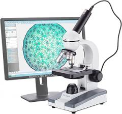 AmScope M148C-E USB2.0 Digital Imager + 40X-1000X Glass Optics Student Compound Microscope Portable Consumer Electronics Home Gadget