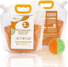 Silica Gel Desiccant Beads – Reusable Desiccant Bulk 3mm Beads for 3D Filament, Electronics, Cameras, Jewelry, and Safes (Orange to Green, 2 LBS)