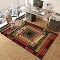 Drum Rug Office Chair Mat for Carpet and Hardwood Floors Gaming Chair Floor Mat, Multi-Purpose Carpet Protector, Low Pile Anti-Slip Mat for Home Office-C||120x140CM