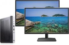 HP Elitedesk 800 G4 Mini Business Desktop (Intel Quad Core i5-8500T, 16GB DDR4 RAM, 256GB NVME Type-C, DisplayPort, WiFi, Ethernet, Kbd+Mou, Windows 11 Pro 64-bit with Dual 24