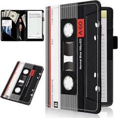 Server Book for Waitress, Black 5x7.75 inch with Zipper and Pen Holder - Guest Check Book Credit Card Cash Pocket Fits Server Aprons