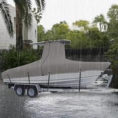 Marine Grade Waterproof Center Console Boat Cover with T Top Roof, Tear Resistant Trailerable Storage Covers, All-Weather Protection T-Top Boat Cover 22-24 ft, Beam Width Up to 108