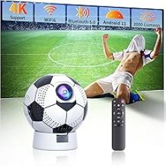 Projector with WiFi and Bluetooth, Portable Outdoor Movie Projector with Stand, Android 11, Electronic Focus & Auto Keystone, Proyector Compatible with Smartphone, Fire TV Stick, HDMI, USB, Indoor Use