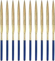 uxcell Diamond Needle File Set 3mm x 140mm, Half Round Files Titanium Coated Tools for Metal Wood Stone Glass, 10pcs