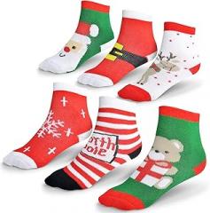 SQMCase Kids Christmas Socks, Colorful Fun Novelty Crew Patterned Children Cotton Socks for Boys Girls, 6-Pair (1-3 Years)