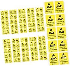 80pcs Static Warning Stickers Strong Adhesive Safety Decals for Electronic Devices Easy Application Caution Labels Anti-Static Tags