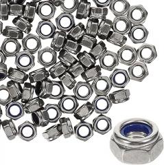 PartyKindom 100pcs M6 Nylon Insert Lock Nuts 10mm Width Stainless Steel Fastening Nuts Set for Electronic and Instrument Assembly