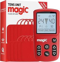 Tens Unit Muscle Stimulator Machine - Pain Relief Shoulder Recovery Physical Therapy, Electronic EMS Massager Machine Back Effective Shock Therapy Knee, Fitness Muscle Relaxation - Red