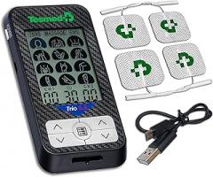 TESMED Trio 6.5: USB-Rechargeable TENS Unit for Pain Relief & EMS Muscle Stimulator, 36 Programs, 40 Intensity Levels, 4 Electrodes - EMS, TENS, and Massage - Ideal for Fitness and Pain Therapy