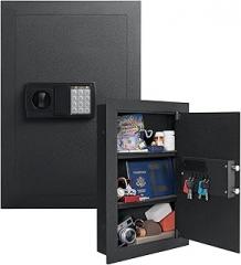 Wall Safe,Hidden Wall Safe,Hidden Eletronic in Wall Safes between the Studs,Wall Mount Safe,H22.8”,W15.4”,Black