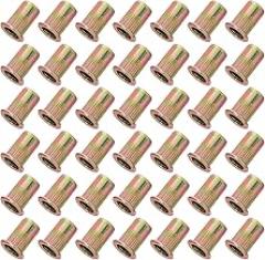 100pcs M6 Flat Head Rivet Nuts Knurled Metal Expansion Screw Threaded Insert Nuts for Furniture Machinery Electronics Fasteners Hardware