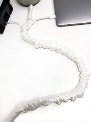 Snow Lamp Cord Cover Thin-Style Faux Silk 9 ft long White