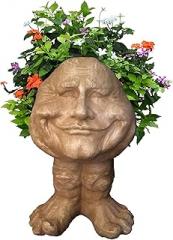 homestyles 18 in. Stone Wash Papa John The Muggly Statue Face Planter Holds a 7