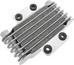 Motorcycle Oil Cooler Kit, Universal Aluminum Radiator for 100C C-250C C Dirt Bikes, Engine Oil Cooler with Fan for Enhanced Cooling Efficiency (Silver)