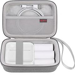 Elonbo Carrying Case for INVISEN/Miouca Label Maker Machine, Portable Mini Bluetooth Thermal Label Printer Storage Holder, Handheld Sticker Maker Printer Travel Bag, Pocket Fits Paper Tape, Grey