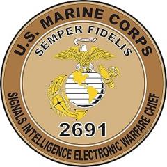 U.S.M.C. MOS 2691 Signals Intelligence Electronic Warfare Chief Decal 3.8
