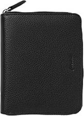 Filofax Norfolk Zip Organizer, Pocket Compact Size, Black - Full-Grain Leather, Six Rings, Two-Weeks-to-View Insert, English (C022401)