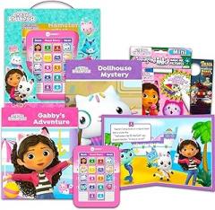 DreamWorks Gabby's Dollhouse Read Along Books for Kids - Bundle with 8 Read Aloud Books and Electronic Reader, Mini Coloring Book, Stickers, More | Gabby's Dollhouse Reader Book Set