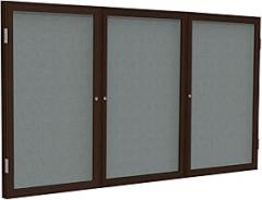 3 Door Enclosed Bulletin Board Frame Finish: Walnut, Surface Color: Gray, Size: 4' H x 8' W