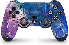ZOOMHITSKINS Compatible with PS4 Controller Skin, Universe Nebula Galaxy Space Purple Blue Stars, Durable, Vinyl, Made in The USA