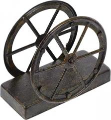 Milisten Cast Iron Napkin Holder Vintage Wheel Design, Freestanding Farmhouse Tissue Dispenser for Kitchen Dining Table, Rust Color Decorative Paper Towel Stand