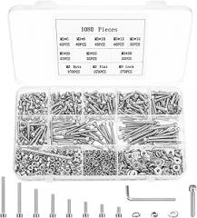 1080 Piece M3 Screws Set, Stainless Steel 304 Hexagon Socket Cylinder Screws with Nuts and Washers, Hex Screws Assortment for Model Making and Electronics