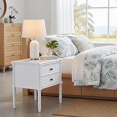 Modern 2 Drawer White Nightstand with Ample Drawer Space for Organizing Books Electronics and More