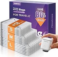 Nicetree 18-Pack Wireless Vacuum Seal Bags with Rechargeable Pump | 3 Sizes (20/24/28 Inch) Travel Vacuum Storage Bags for Clothing, Bedding & Seasonal Storage | Space Saver for Luggage