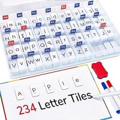 Classroom Magnetic Letter Tiles for Phonics and Spelling-JoyCat 234 Foam Alphabet Tiles Magnetic Letters with Double-Side Magnet Board and Compartment Storage Case