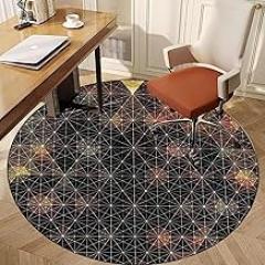 Drum Rug Desk Chair Underlay, Floor Protection mat Carpet, Scratch-Resistant for parquet and Hard Floors, Round Office Chair Underlay for Chairs, Anti-silp Floor Protection mat Gaming-K||80CM
