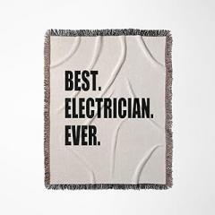 3dRose Best Electrician Ever - Fun Gift for Electronics Job - Black Text Woven Blanket