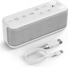Raynic White Noise Machine, 42 Soothing Sounds Noise Machine, Rechargeable Battery Sound Machine with 8 Volumes, 5 Timers, Type-C Port, Headphone Jack for Baby, Adult, Home, Travel, Office