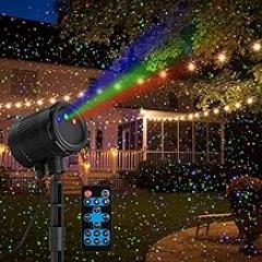 Matekxy Christmas Laser Lights Projector, Outdoor Laser Lamp with Moving RGB 3 Colors Red Green Blue, Cold Resistant Starry Lights Show Projection with RF Control for Garden, Holiday Decor, Parties