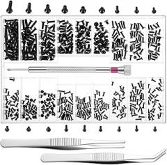 500 Pcs Tiny Screws, M1.2/M1.4/M2 Small Replacement Screws with Tweezers Tiny Mini Laptop Screw Electronic Screw Assortment Kit with Screwdriver