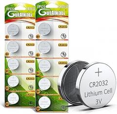 GutAlkaLi 10 Pack CR2032 Batteries - CR2032 3V Battery - CR 2032, 3 Volt Coin Battery