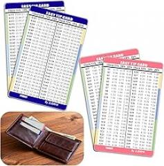 Tip Card for Wallet,4 Pcs Restaurant Tip Card - $1 to $100 and $101 to $200 with 15% 18% & 20% Tip Calculator,Durable PVC Card Size Tip Card for Pocket 3.37 × 2.125 in