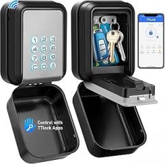 HUANLANG Smart Key Lock Box - Bluetooth Electronic Lock Box for Keys, Wall Mount Digital Key Storage with App Control & PIN Code Types, IP65 Waterproof lockbox for Home, Airbnb, Realtor and Office