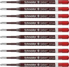 Schneider Gelion+ Gel Ink Cartridges, 0.7 mm, ISO Format G2, Red Ink, Box of 10 Refills (103902)