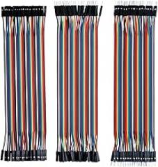 ELEGOO 120pcs Multicolored Dupont Wire 40pin Male to Female, 40pin Male to Male, 40pin Female to Female Breadboard Jumper Ribbon Cables Kit Compatible with Arduino Projects