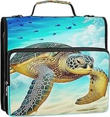 Green Sea Turtle Beach Tropical Binder Zipper Organizer 1 1/2 Inch 3 Ring Binders D Ring Binders with Strap Middle School Bag Storage Portfolio Case with Handle