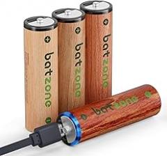 Rechargeable AA Batteries, Lithium Batteries AA Long Lasting 1000+ Cycles, 3071mWh 1.5V AA Batteries for Toys, Smart Door Lock, Flashlight, Blink Cameras (4 Pack)