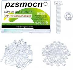 100 Pieces/50 Sets M4*30 mm PC Transparent Plastic Cross-recessed Round Head Screws and Hexagonal Nuts Kit, Corrosion-Resistant, for DIY, Model and Electronic Product Fixation.