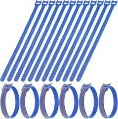 Veemoon 100pcs Blue Reusable Hook and Loop Cable Ties Cord Management Straps Small Wire Organizer for Desk Electronics and Computer Cord Bundling