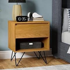Hunter Nightstand with Hidden Compartment and Charging Hub for Electronics Bedroom Furniture with Anti-Scratch Surface