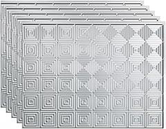 FASÄDE Miniquattro Decorative Vinyl 18in x 24in Backsplash Panel in Brushed Aluminum (5 Pack)